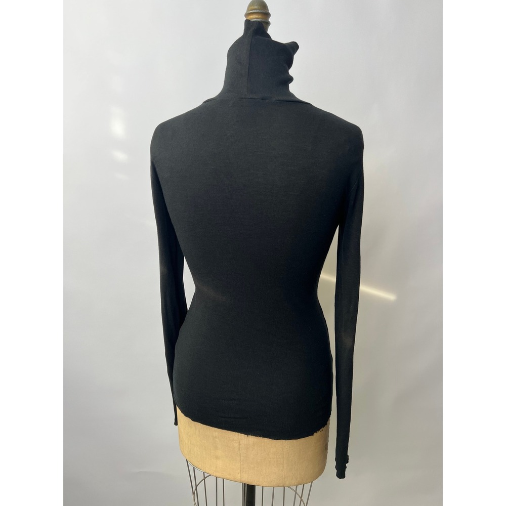 Ralph Lauren Sport Black Pima Cotton Lyocell Turtleneck Top Small Raw Hem - Picture 4 of 8